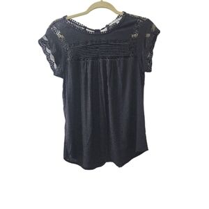 Daniel Rainn Black Lace Accent Blouse Small